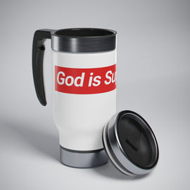 GOD IS SUPREME Stainless Steel Travel Mug with Handle, 14oz